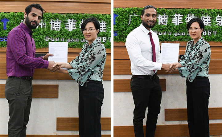 恭喜两位尼泊尔客户成为了榴莲视频免费健身器材在尼泊尔的代理
